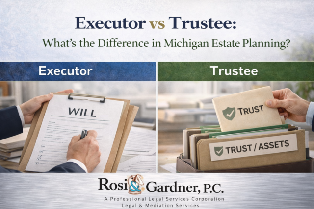 Executor vs Trustee: What’s the Difference in Michigan Estate Planning? | Rosi & Gardner, PC